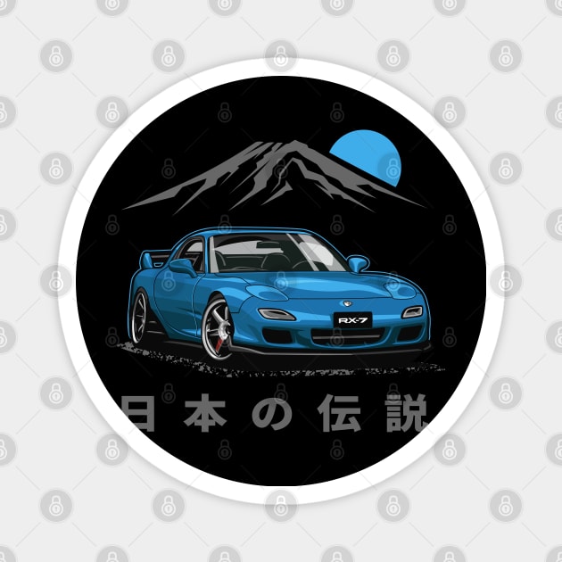 JDM Tuner RX-7 (Silhouette Blue) Magnet by Jiooji Project